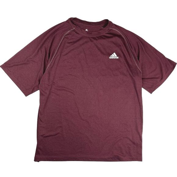 Adidas Men's Maroon Climalite Crewneck Short Sleeve Logo Training Gym T-Shirt M - Picture 1 of 5